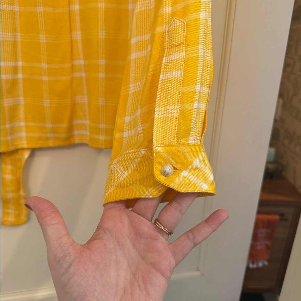 Sanctuary yellow plaid button up with front tie - Picture 6 of 6